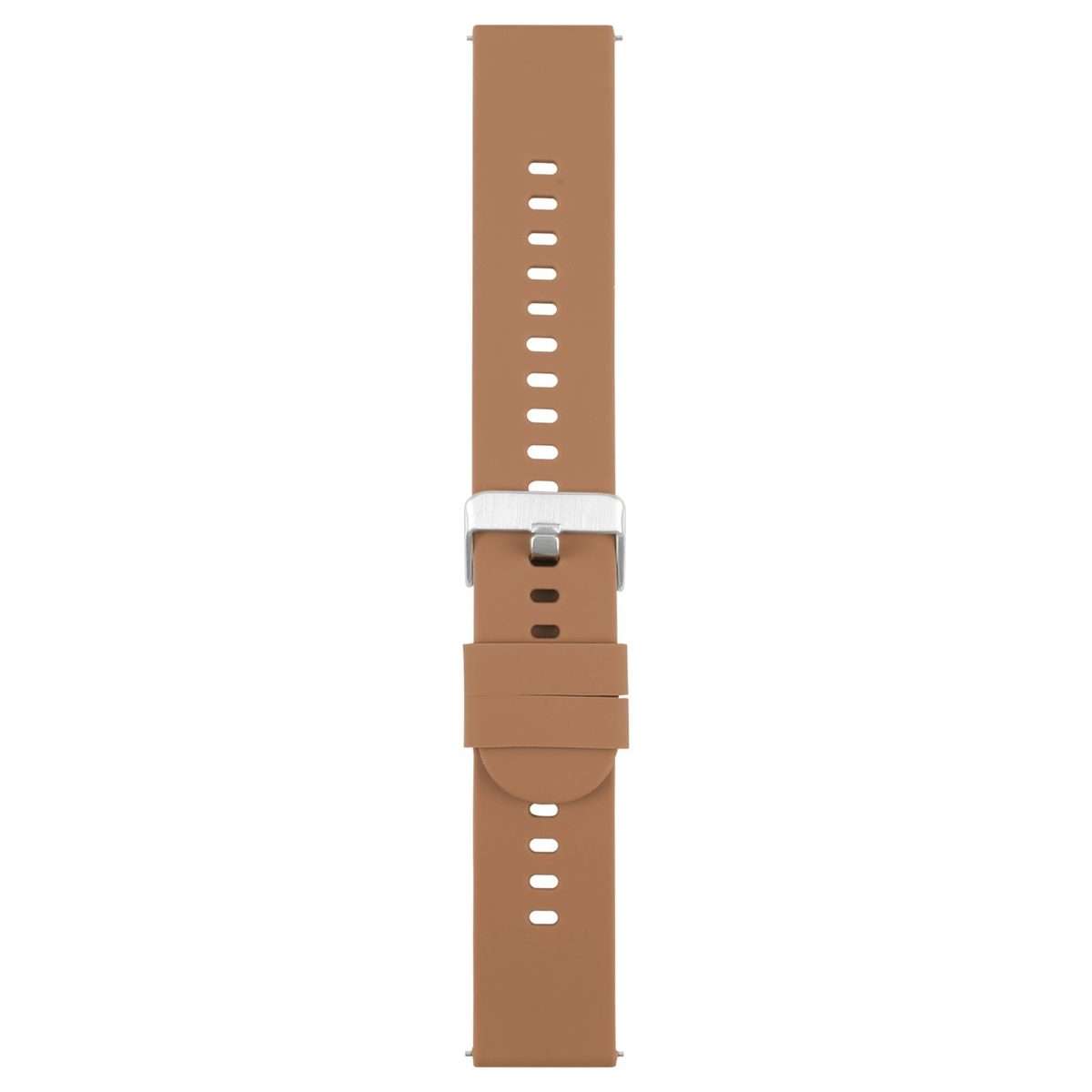 22mm Solid Color Steel Buckle Silicone Watch Band(Brown)