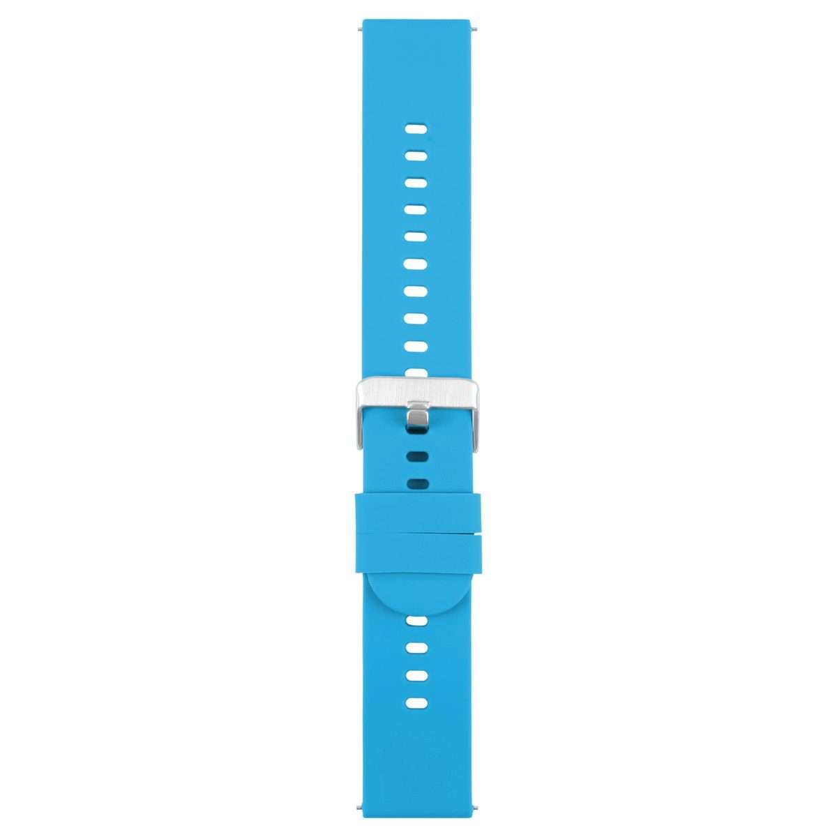 22mm Solid Color Steel Buckle Silicone Watch Band(Blue)