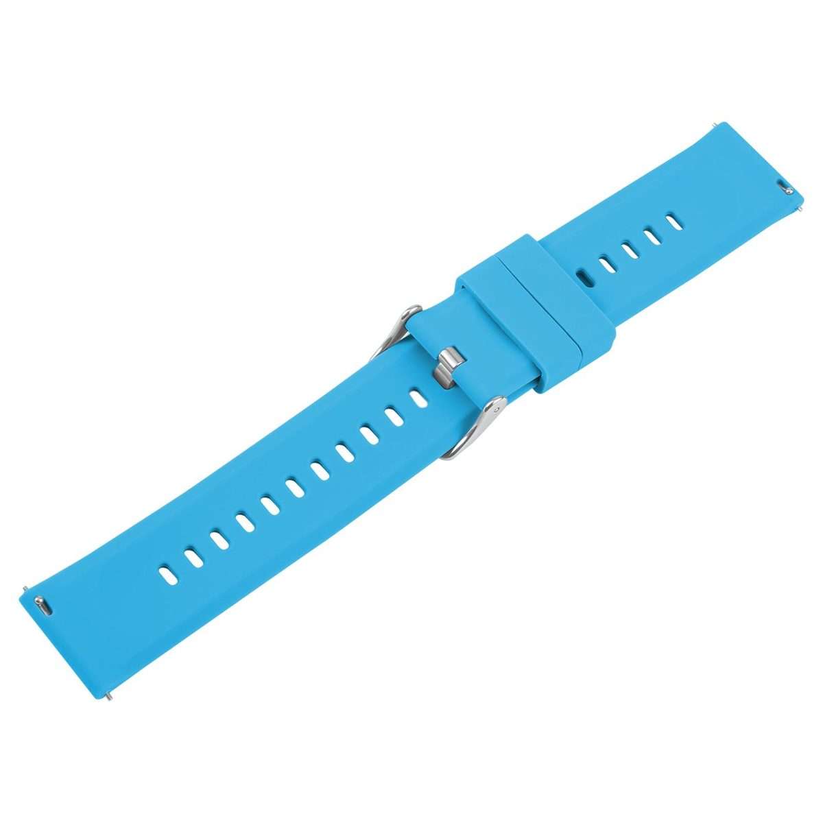 22mm Solid Color Steel Buckle Silicone Watch Band(Blue)