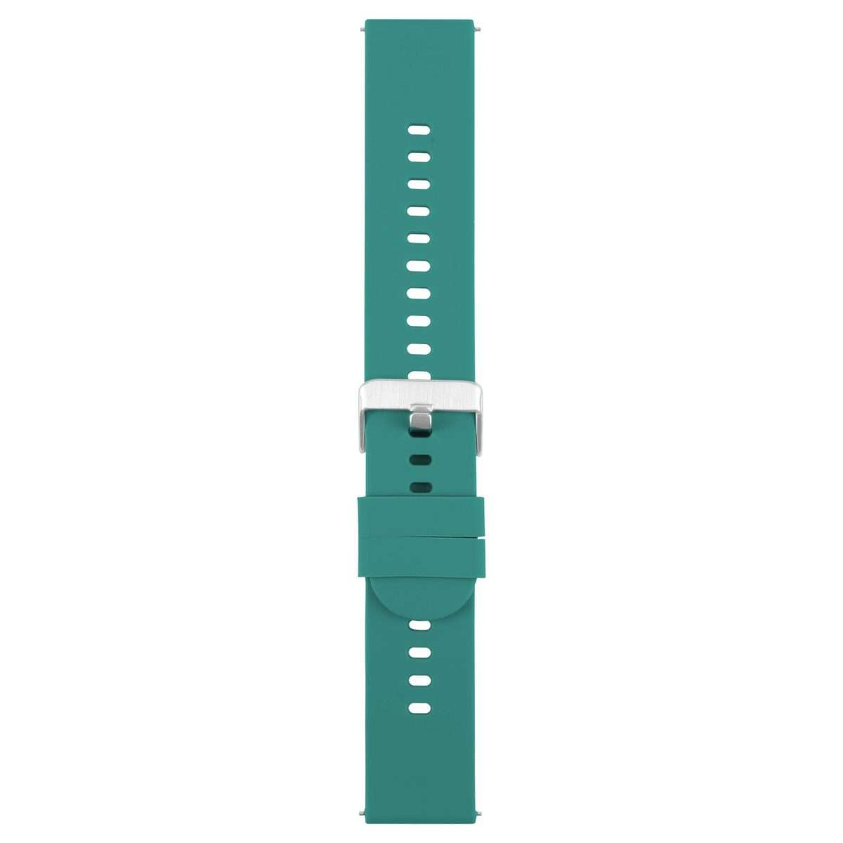 22mm Solid Color Steel Buckle Silicone Watch Band(Dark Green)
