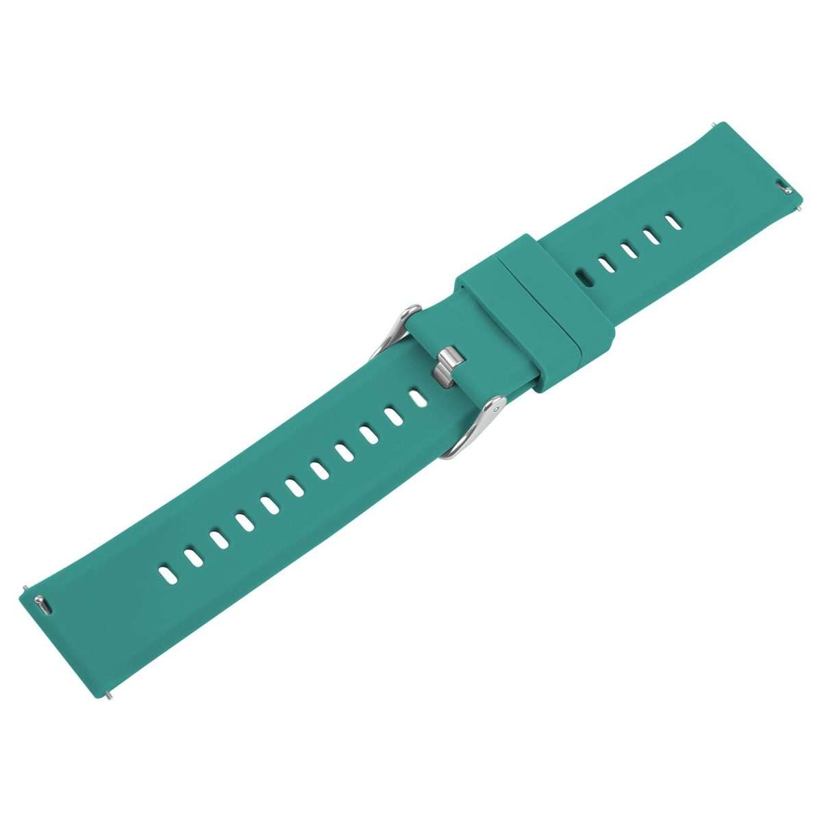 22mm Solid Color Steel Buckle Silicone Watch Band(Dark Green)