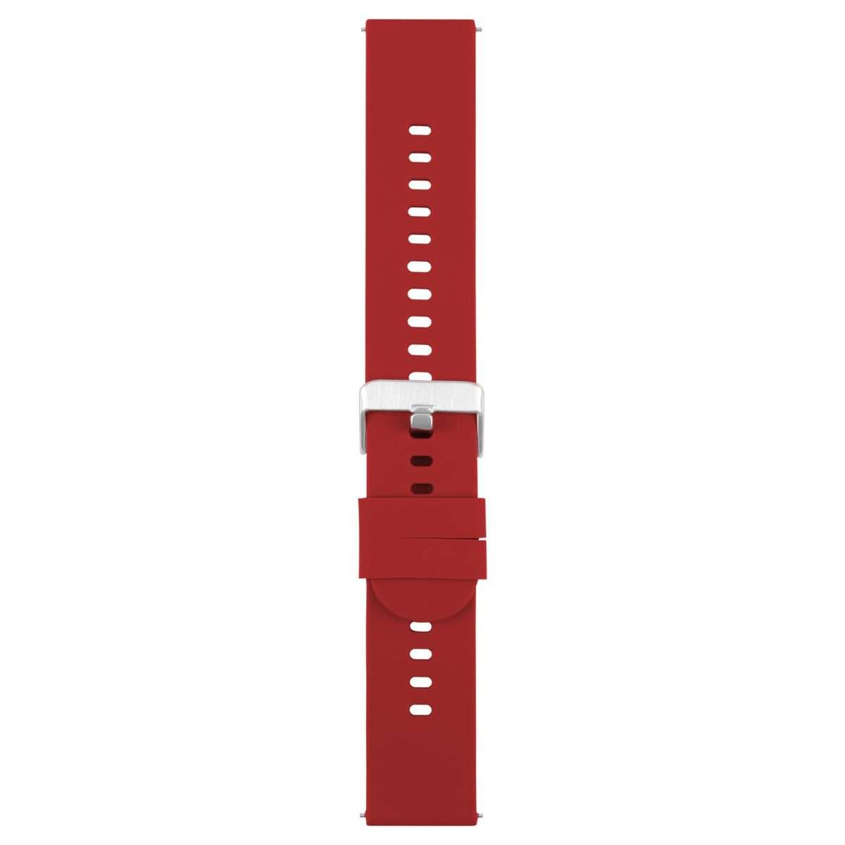 22mm Solid Color Steel Buckle Silicone Watch Band(Wine Red)
