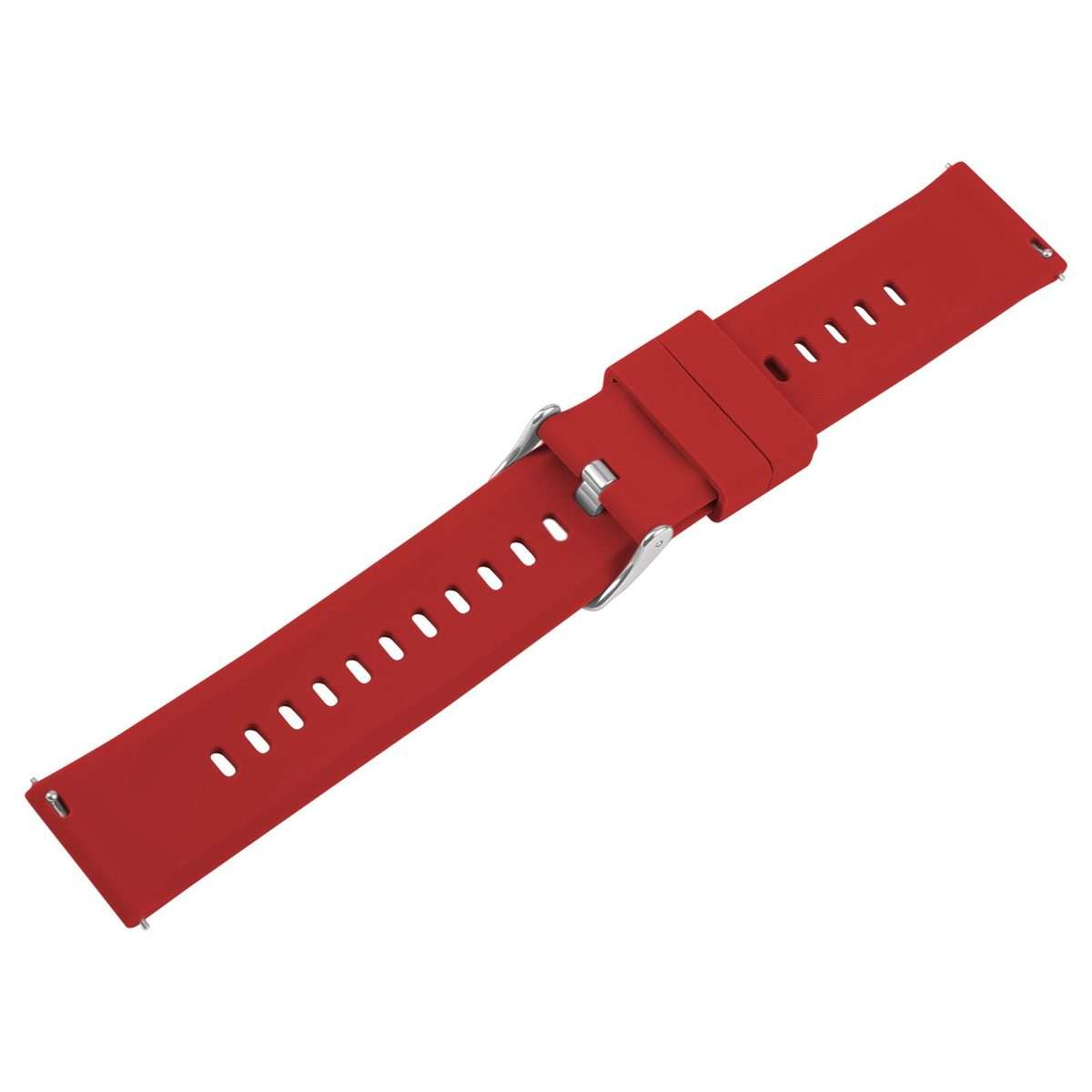 22mm Solid Color Steel Buckle Silicone Watch Band(Wine Red)