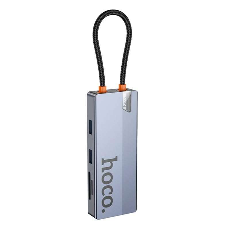 hoco HB52 Wow Type-C to HDTV, RJ45, PD, Type-C, 2xUSB3.0, SD, TF Card 8 in 1 Multi ... (Dark Gray)