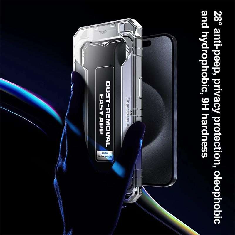For iPhone 14 Pro Easy Install Privacy Tempered Glass Film