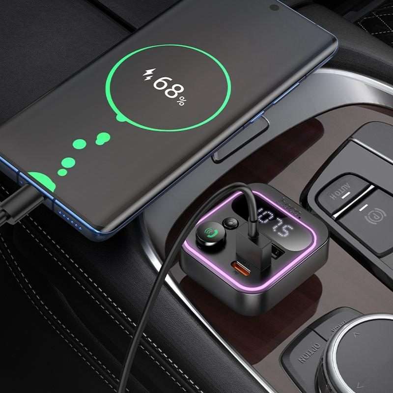 hoco E85 Tiger PD 20W and QC 3.0 Car Bluetooth FM Transmitter(Black)