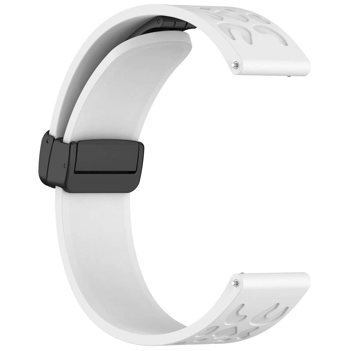 18mm Leopard Print Magnetic Folding Buckle Silicone Watch Band(White)