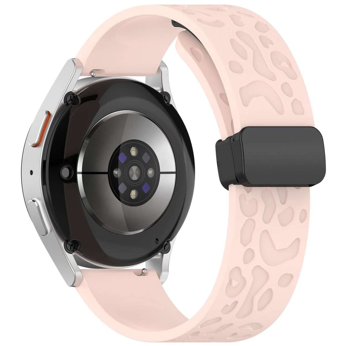 18mm Leopard Print Magnetic Folding Buckle Silicone Watch Band(Pink)