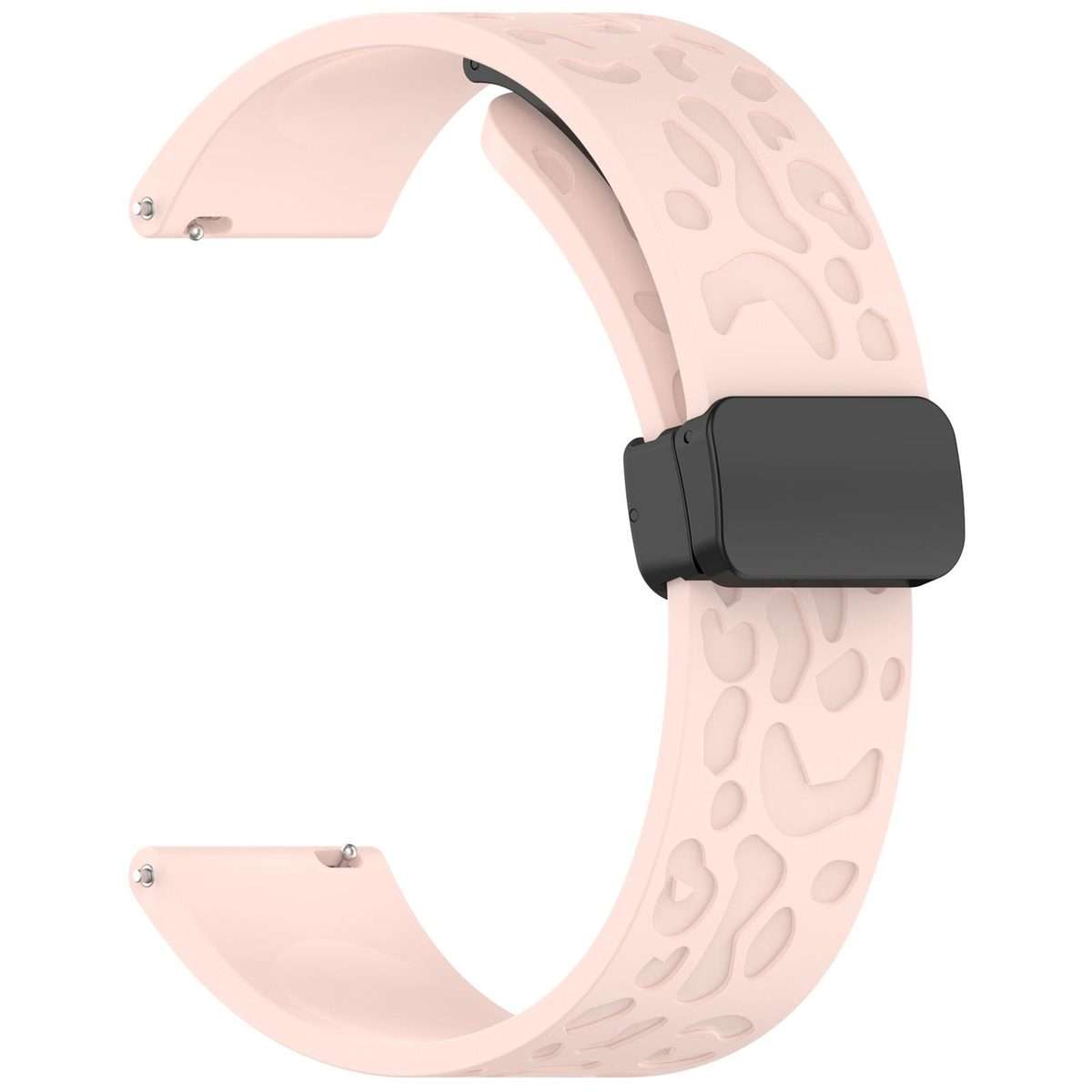 18mm Leopard Print Magnetic Folding Buckle Silicone Watch Band(Pink)