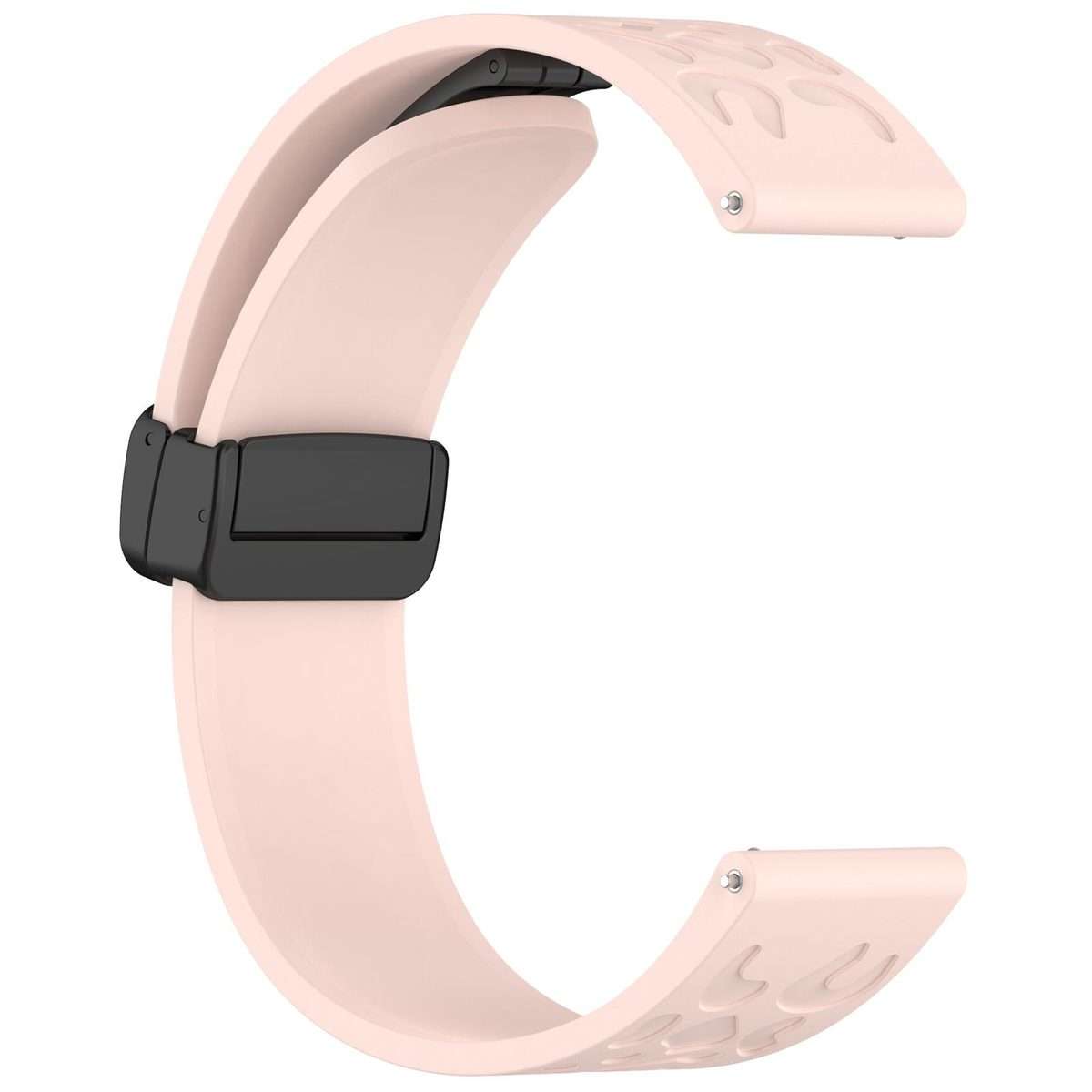 18mm Leopard Print Magnetic Folding Buckle Silicone Watch Band(Pink)