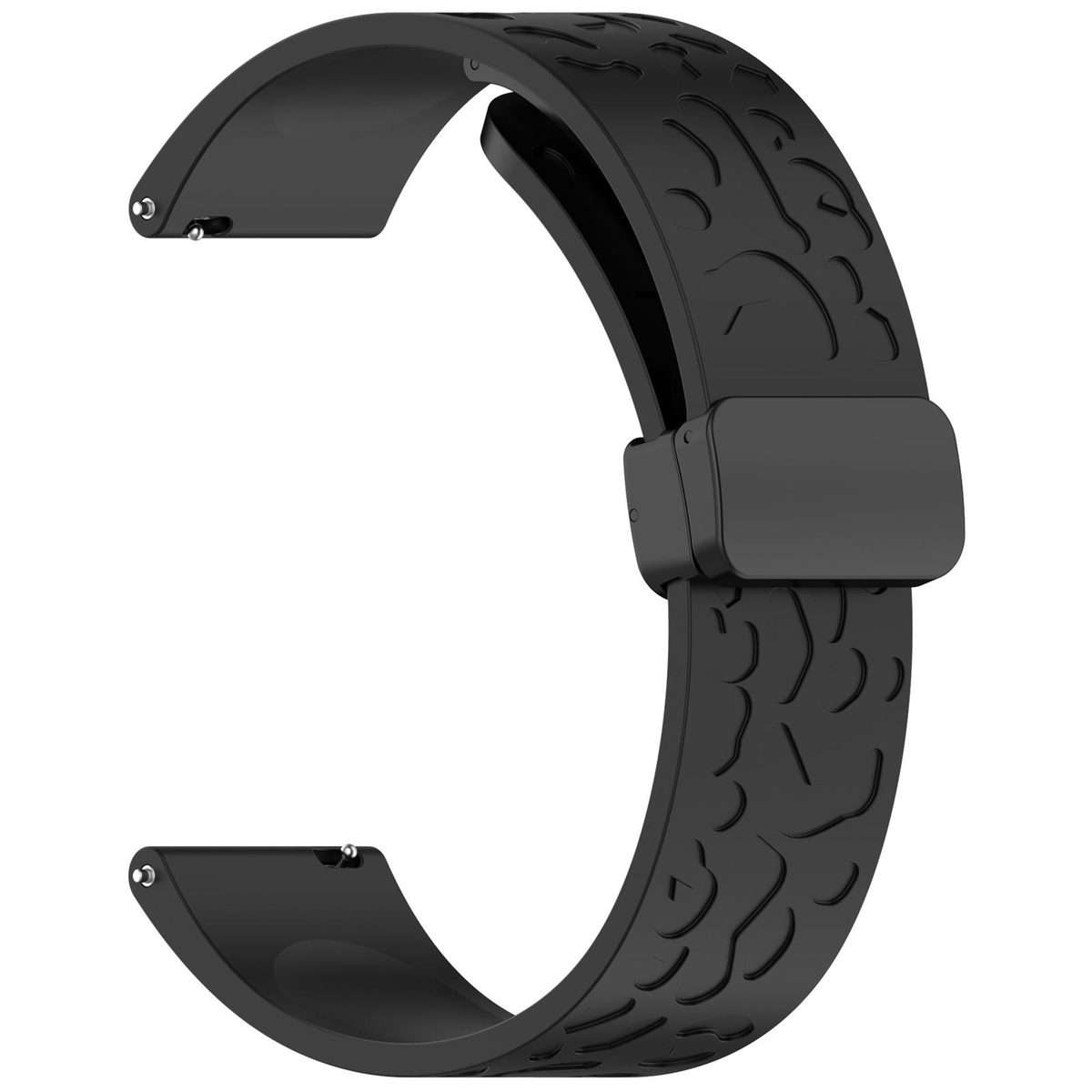 18mm Leopard Print Magnetic Folding Buckle Silicone Watch Band(Black)