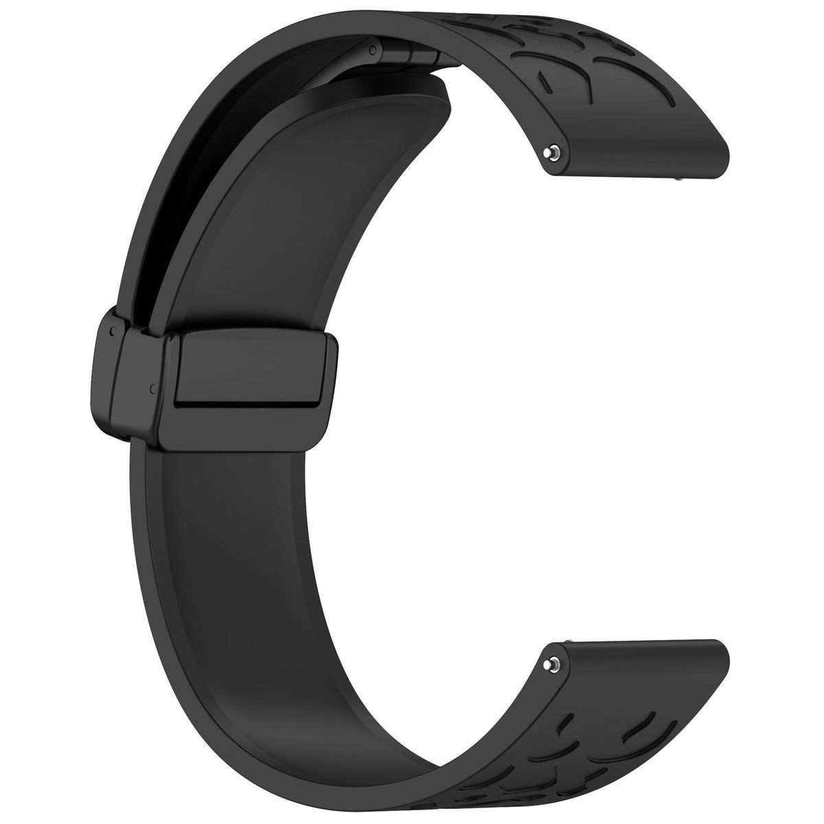18mm Leopard Print Magnetic Folding Buckle Silicone Watch Band(Black)