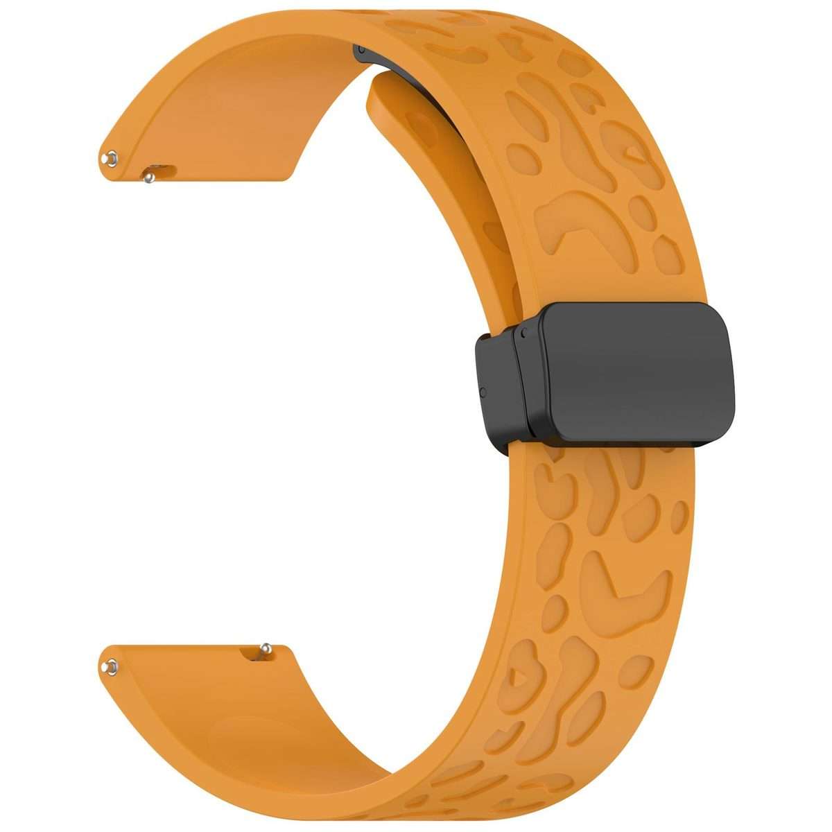 18mm Leopard Print Magnetic Folding Buckle Silicone Watch Band(Yellow)