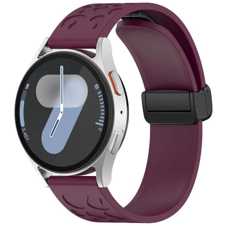 18mm Leopard Print Magnetic Folding Buckle Silicone Watch Band(Wine Red)