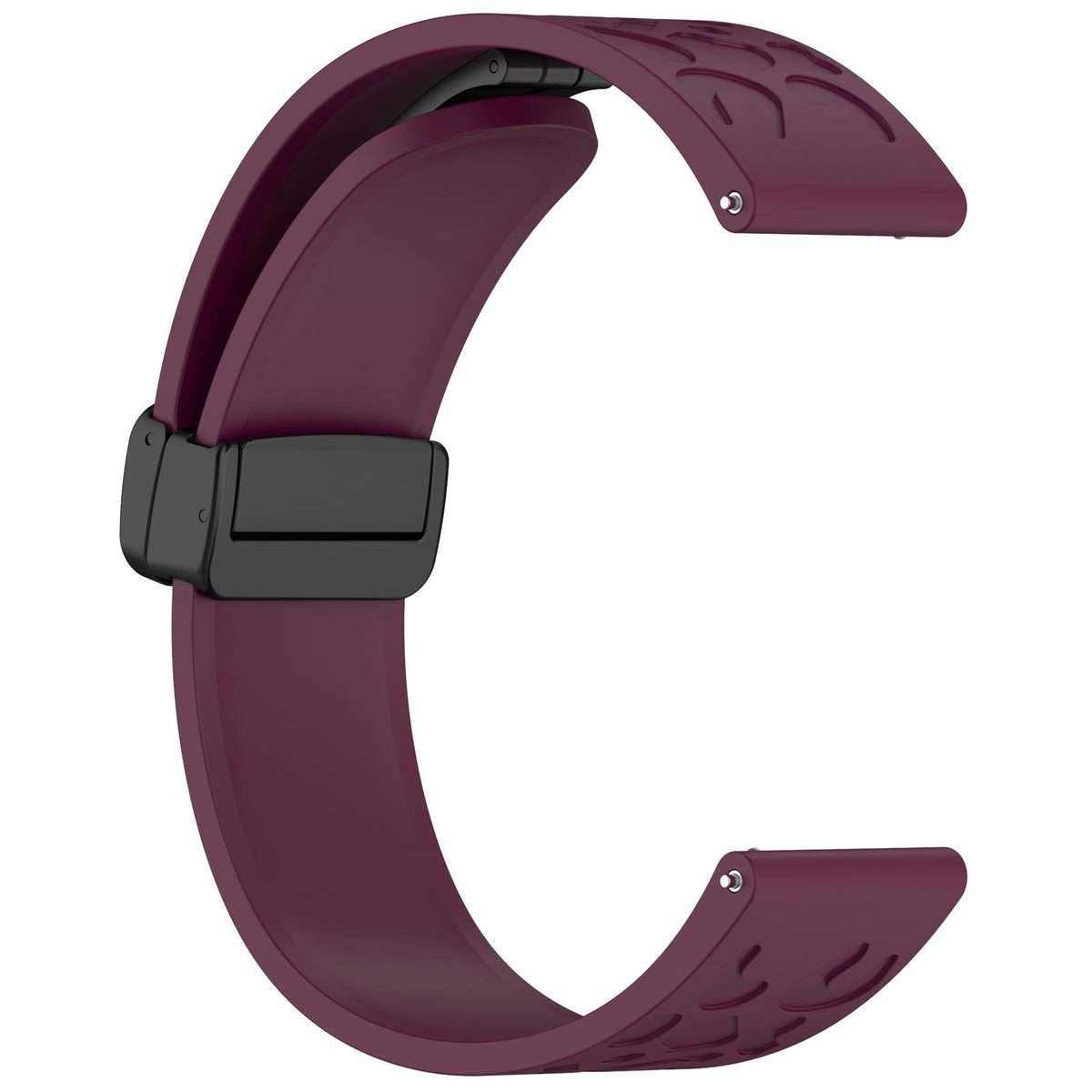 18mm Leopard Print Magnetic Folding Buckle Silicone Watch Band(Wine Red)