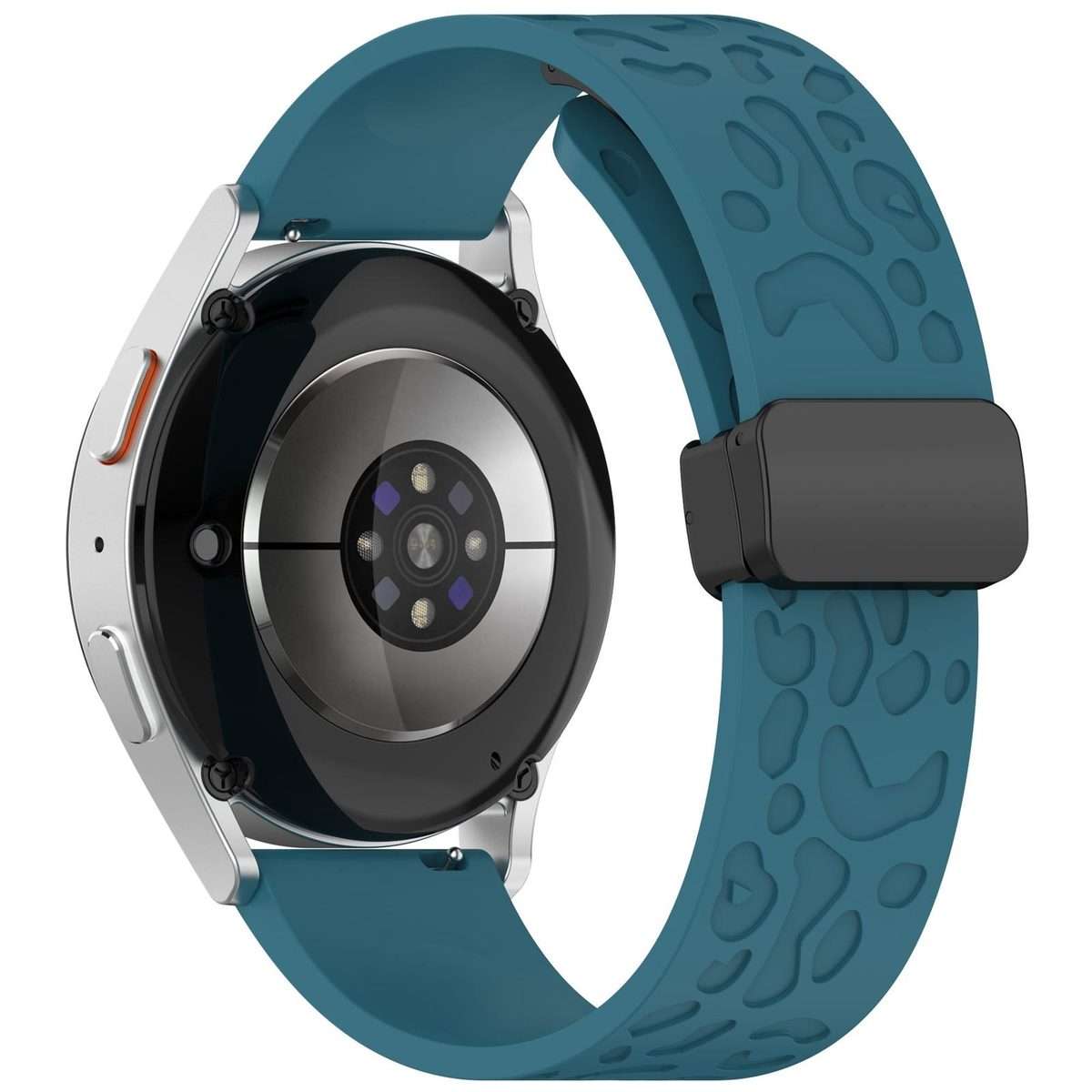 18mm Leopard Print Magnetic Folding Buckle Silicone Watch Band(Dark Blue)