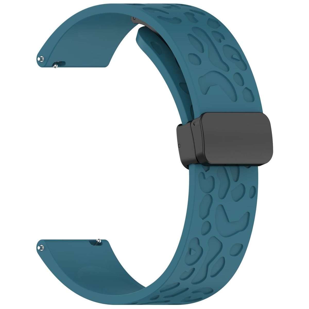 18mm Leopard Print Magnetic Folding Buckle Silicone Watch Band(Dark Blue)