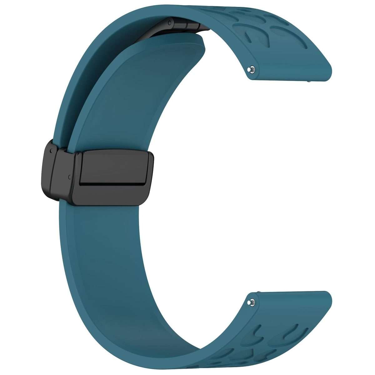 18mm Leopard Print Magnetic Folding Buckle Silicone Watch Band(Dark Blue)