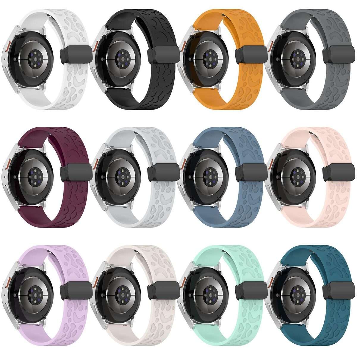 18mm Leopard Print Magnetic Folding Buckle Silicone Watch Band(Starlight)