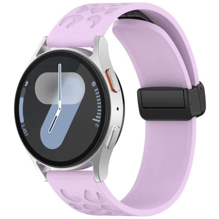 18mm Leopard Print Magnetic Folding Buckle Silicone Watch Band(Purple)