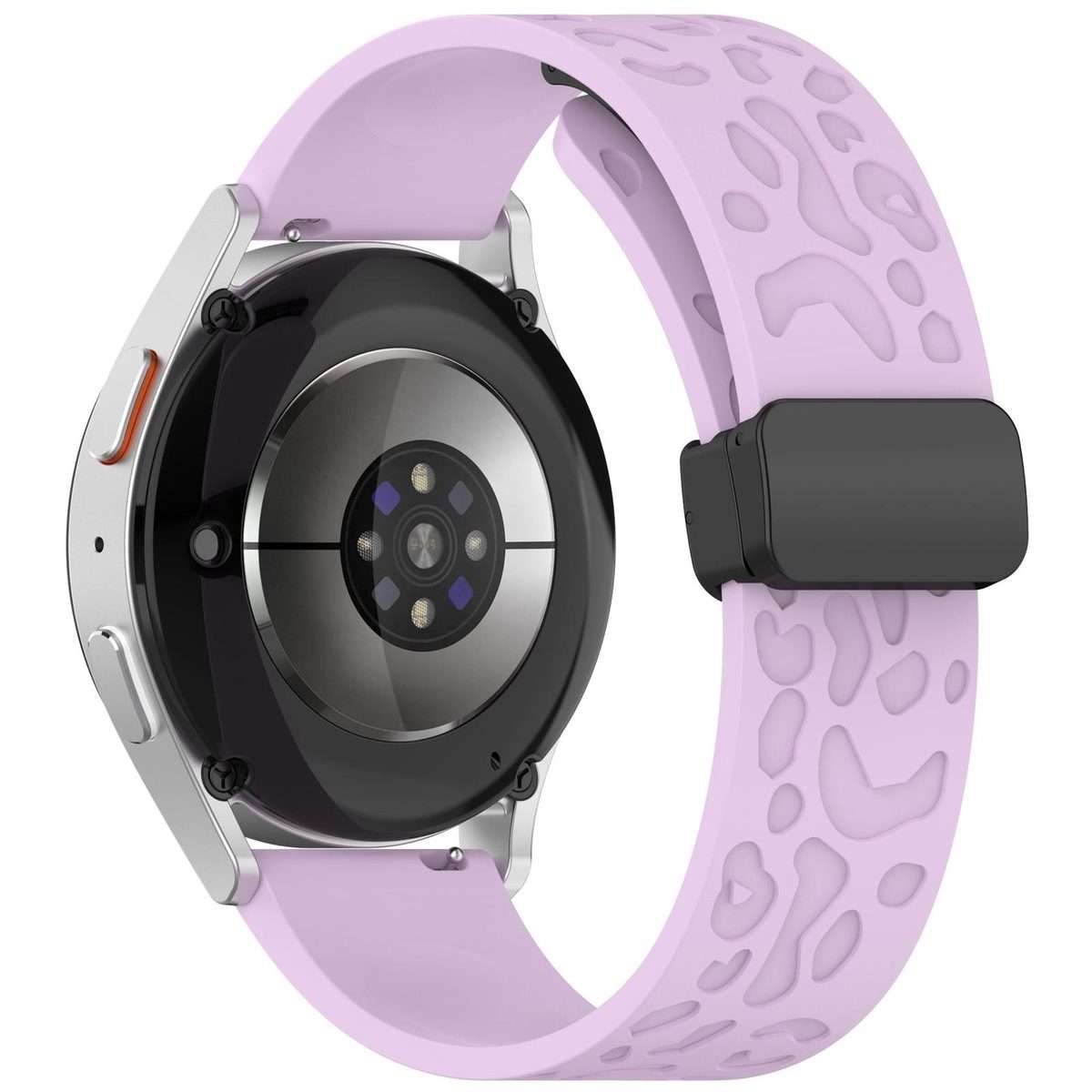 18mm Leopard Print Magnetic Folding Buckle Silicone Watch Band(Purple)