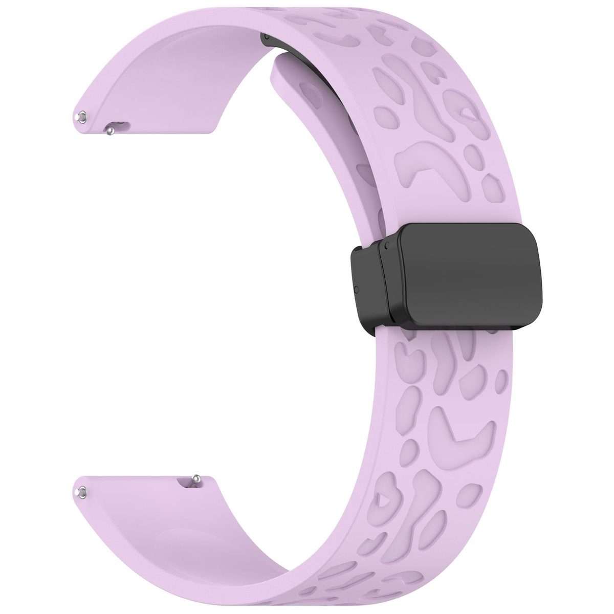 18mm Leopard Print Magnetic Folding Buckle Silicone Watch Band(Purple)