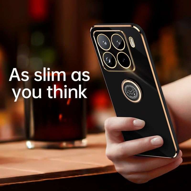 For Xiaomi 15 Pro XINLI Straight Edge 6D Electroplate TPU Phone Case with Ring Holder(White)