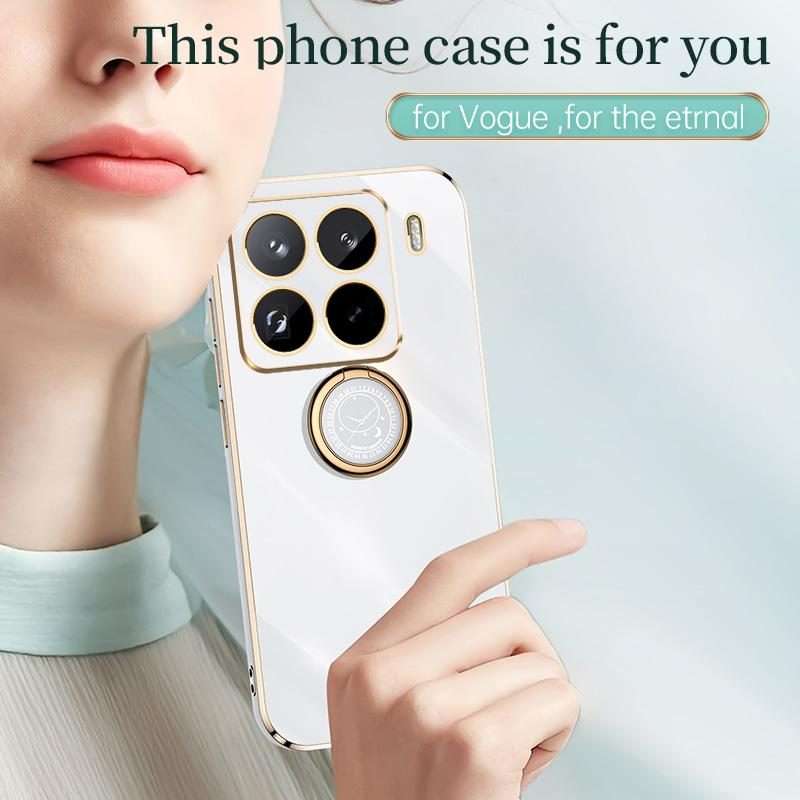 For Xiaomi 15 Pro XINLI Straight Edge 6D Electroplate TPU Phone Case with Ring Holder(White)