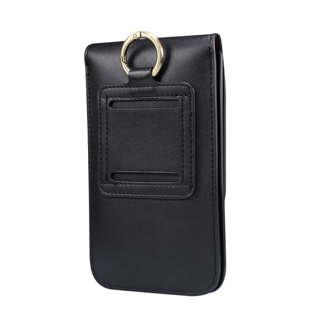 Lambskin Texture Men Phone Universal Double Lattice Waist Bag Leather Case, Size:L(Black)