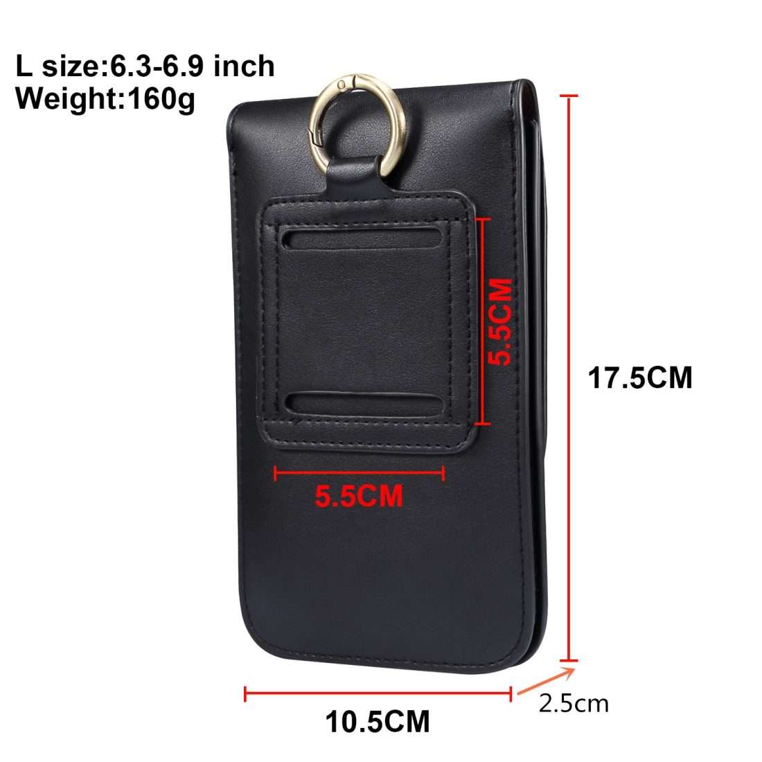 Lambskin Texture Men Phone Universal Double Lattice Waist Bag Leather Case, Size:L(Black)