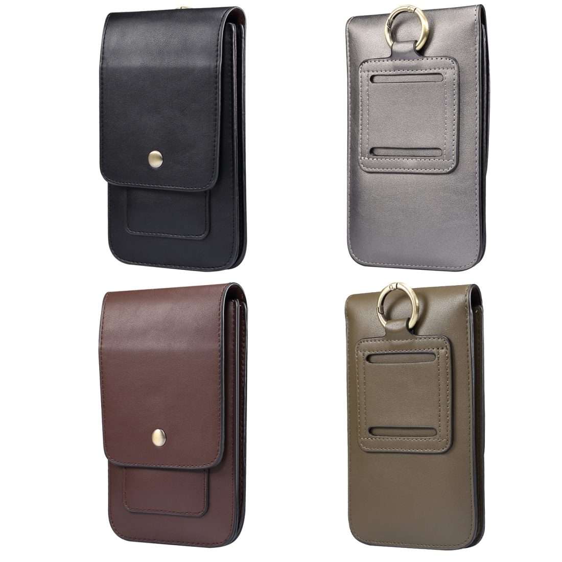 Lambskin Texture Men Phone Universal Double Lattice Waist Bag Leather Case, Size:L(Black)