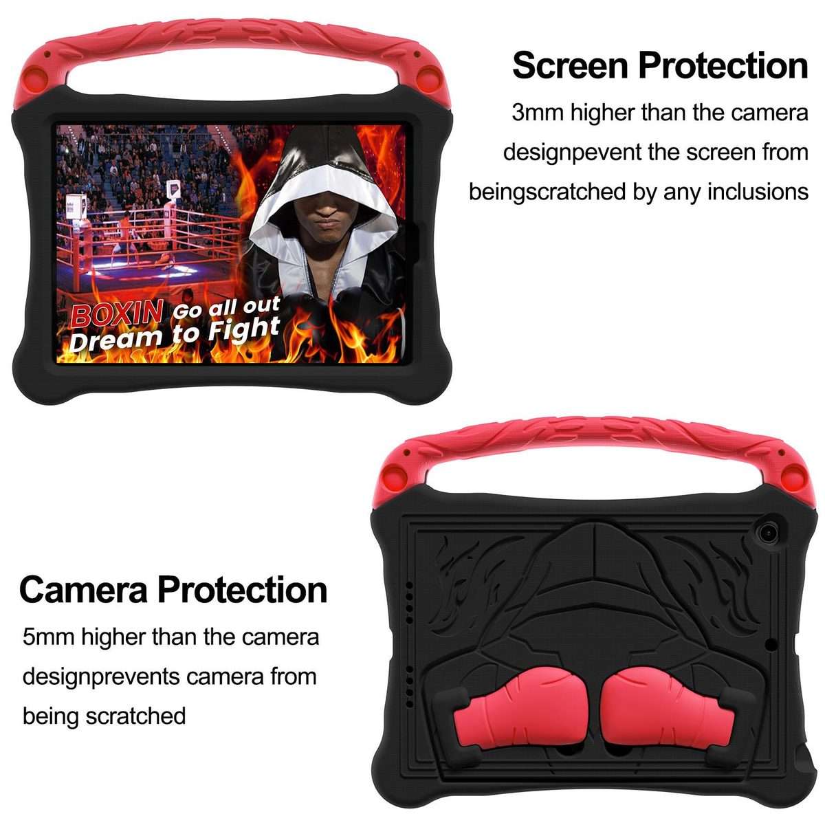 For iPad 10.5 2017 / Air 3 2019 Boxing Series Kickstand EVA Shockproof Tablet Case ... (Black Red)