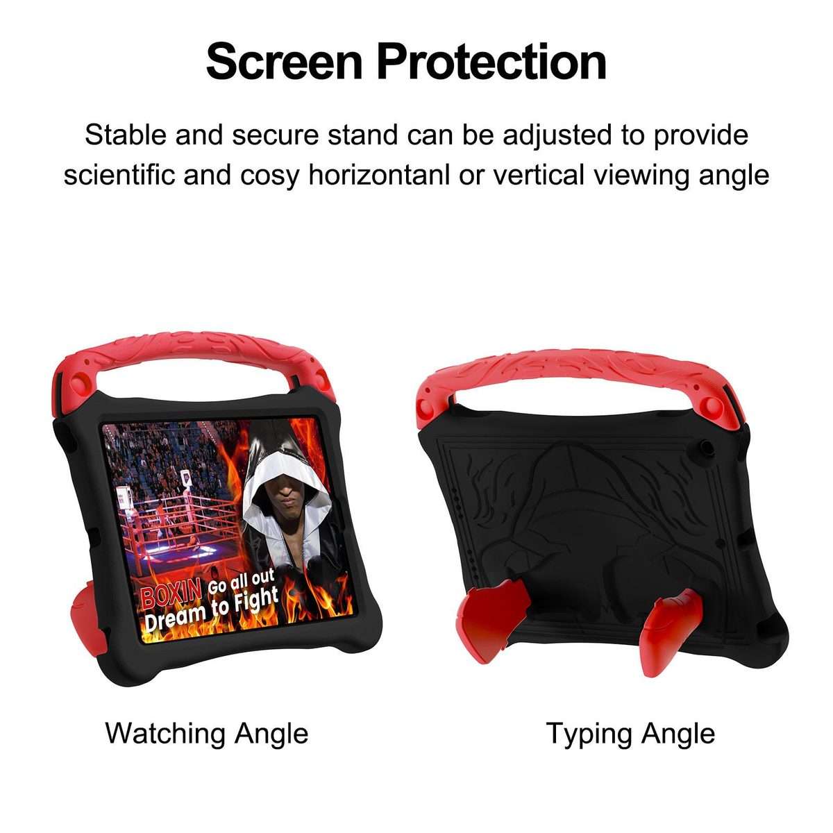 For iPad 10.5 2017 / Air 3 2019 Boxing Series Kickstand EVA Shockproof Tablet Case ... (Black Red)