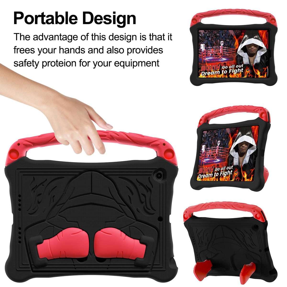 For iPad 10.5 2017 / Air 3 2019 Boxing Series Kickstand EVA Shockproof Tablet Case ... (Black Red)