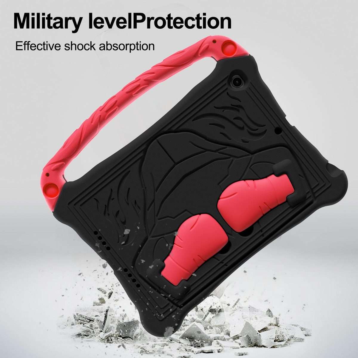 For iPad 10.5 2017 / Air 3 2019 Boxing Series Kickstand EVA Shockproof Tablet Case ... (Black Red)
