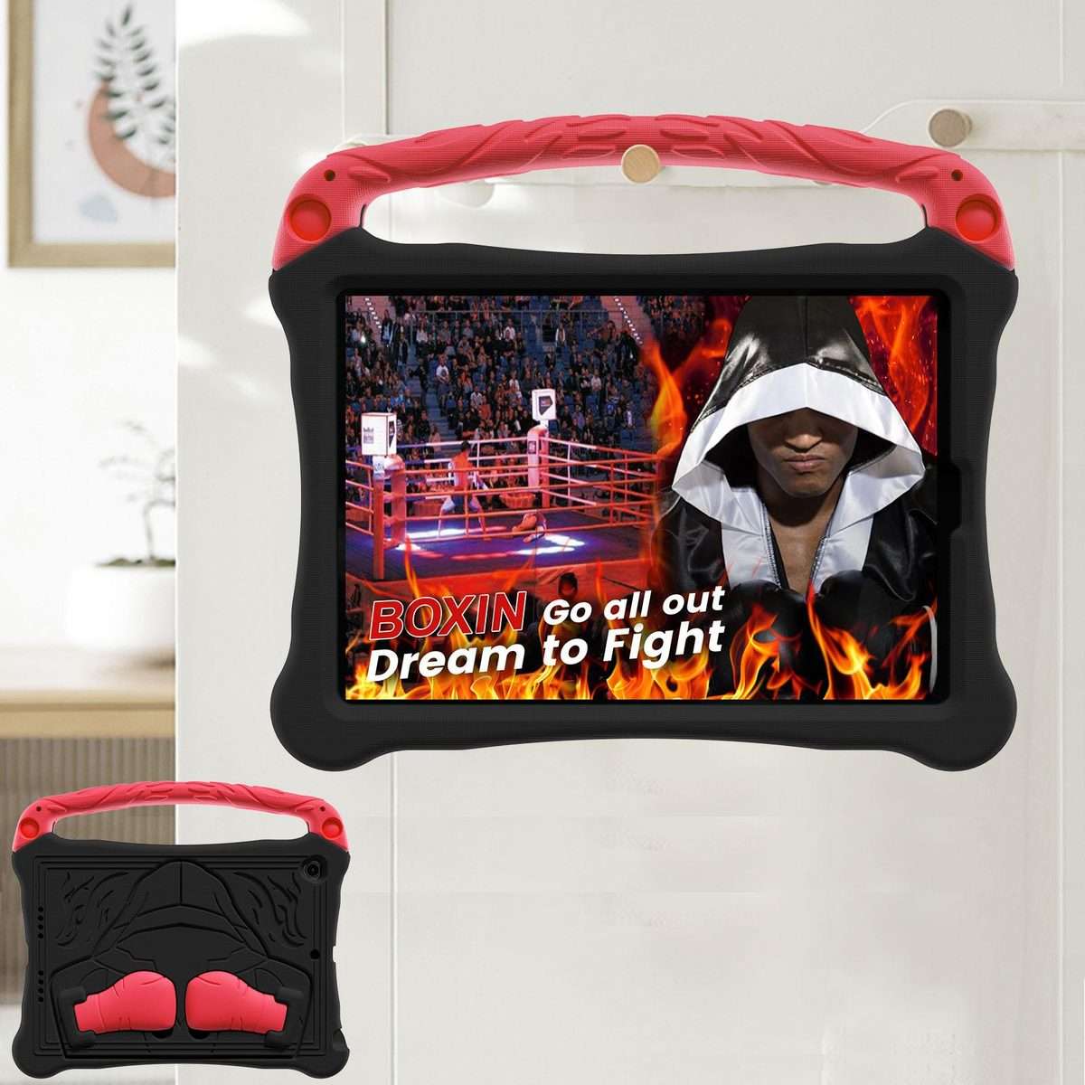 For iPad 10.5 2017 / Air 3 2019 Boxing Series Kickstand EVA Shockproof Tablet Case ... (Black Red)