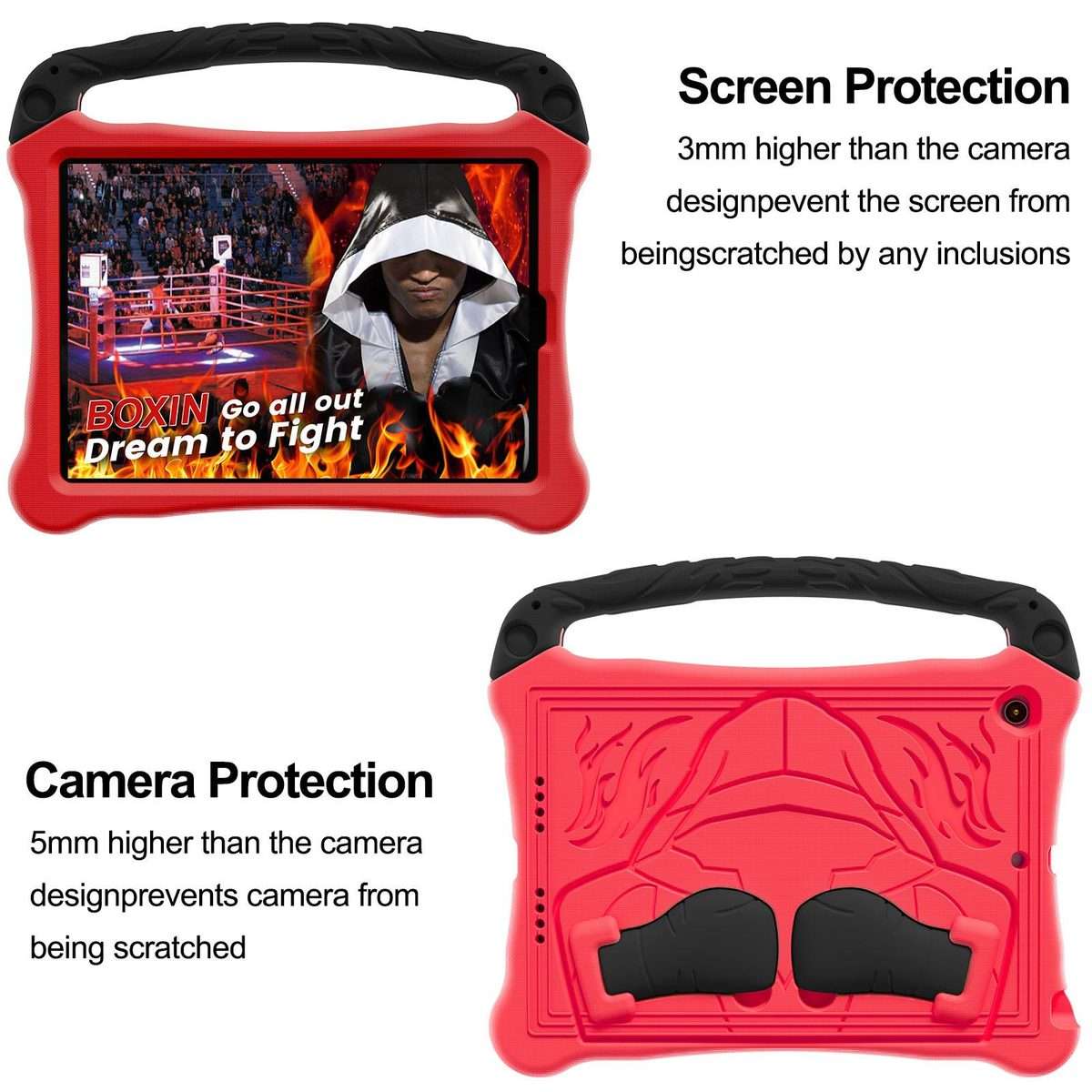 For iPad 10.5 2017 / Air 3 2019 Boxing Series Kickstand EVA Shockproof Tablet Case ... (Red Black)