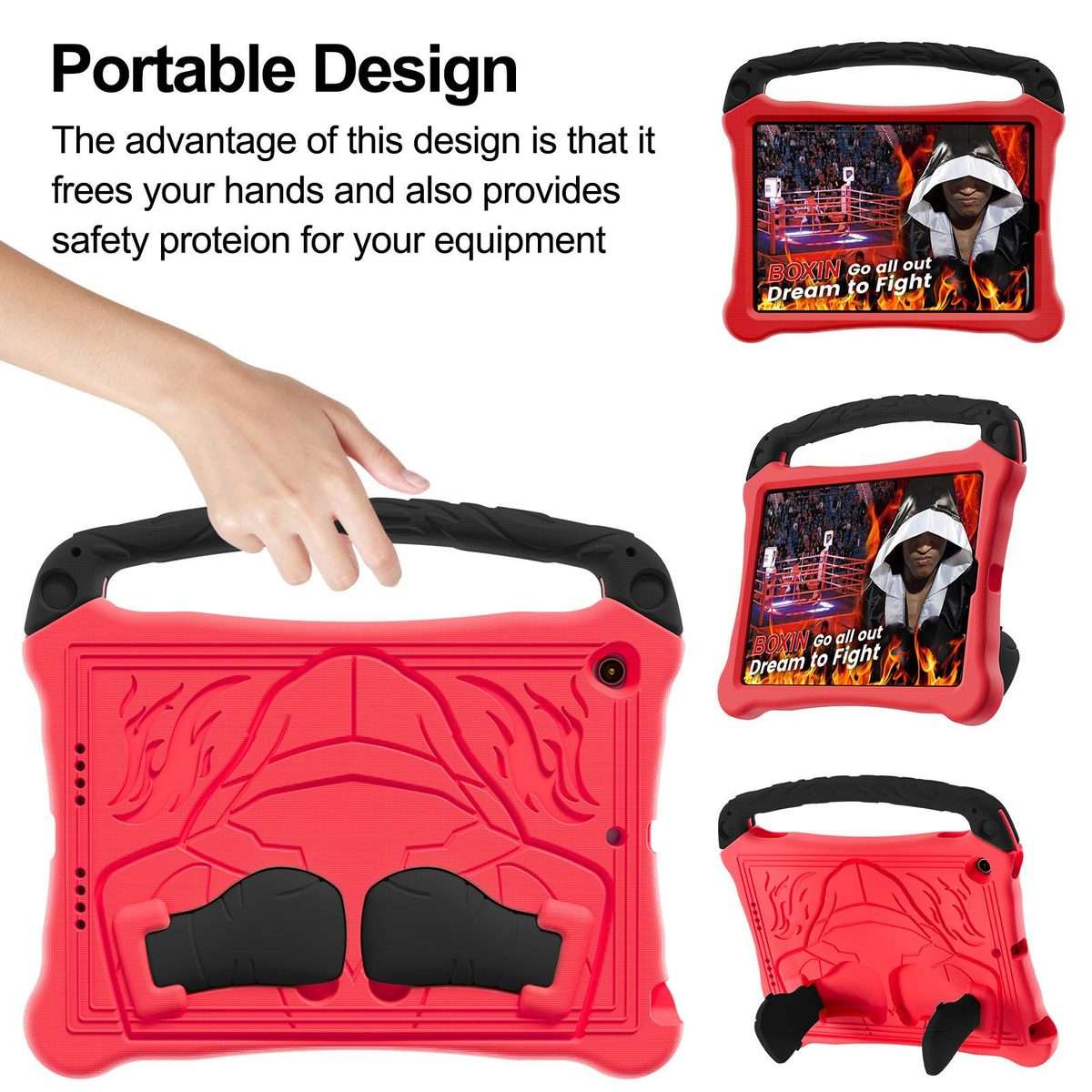 For iPad 10.5 2017 / Air 3 2019 Boxing Series Kickstand EVA Shockproof Tablet Case ... (Red Black)
