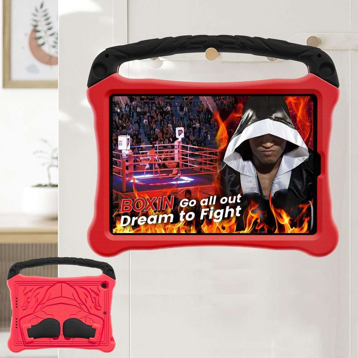 For iPad 10.5 2017 / Air 3 2019 Boxing Series Kickstand EVA Shockproof Tablet Case ... (Red Black)