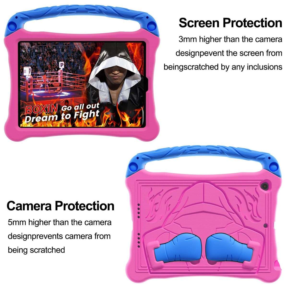 For iPad 10.5 2017 / Air 3 2019 Boxing Series Kickstand EVA Shockproof Tablet ... (Rose Red Blue)