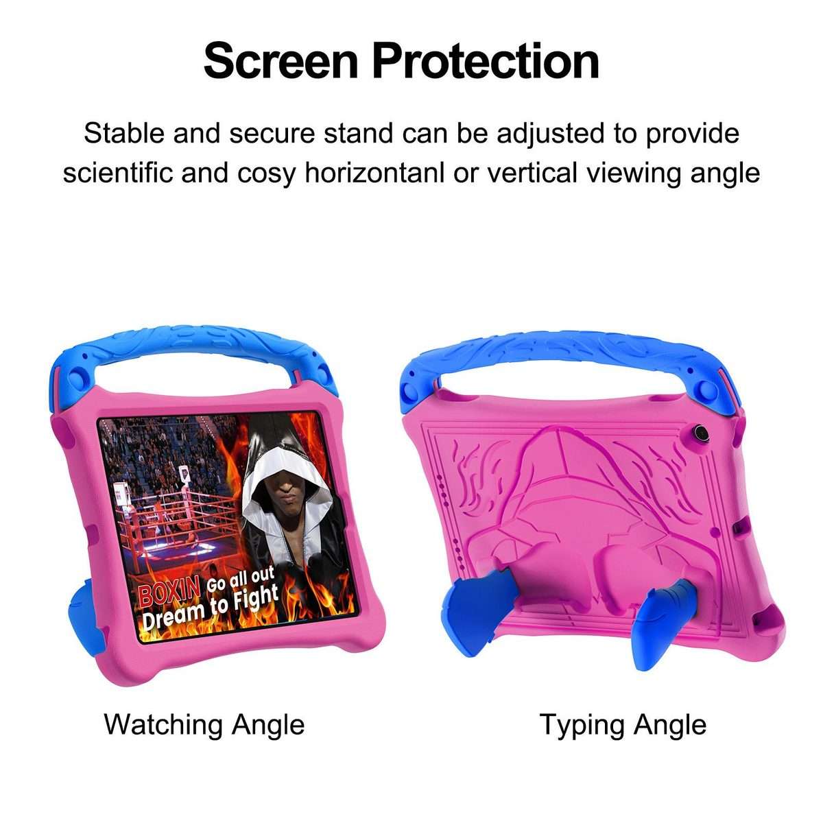 For iPad 10.5 2017 / Air 3 2019 Boxing Series Kickstand EVA Shockproof Tablet ... (Rose Red Blue)