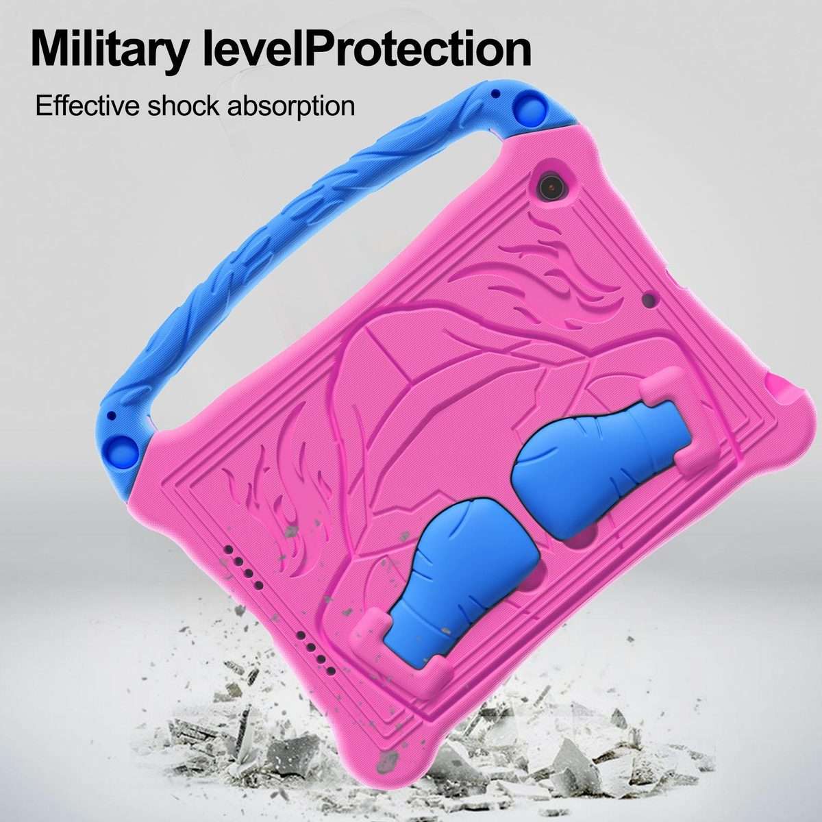 For iPad 10.5 2017 / Air 3 2019 Boxing Series Kickstand EVA Shockproof Tablet ... (Rose Red Blue)