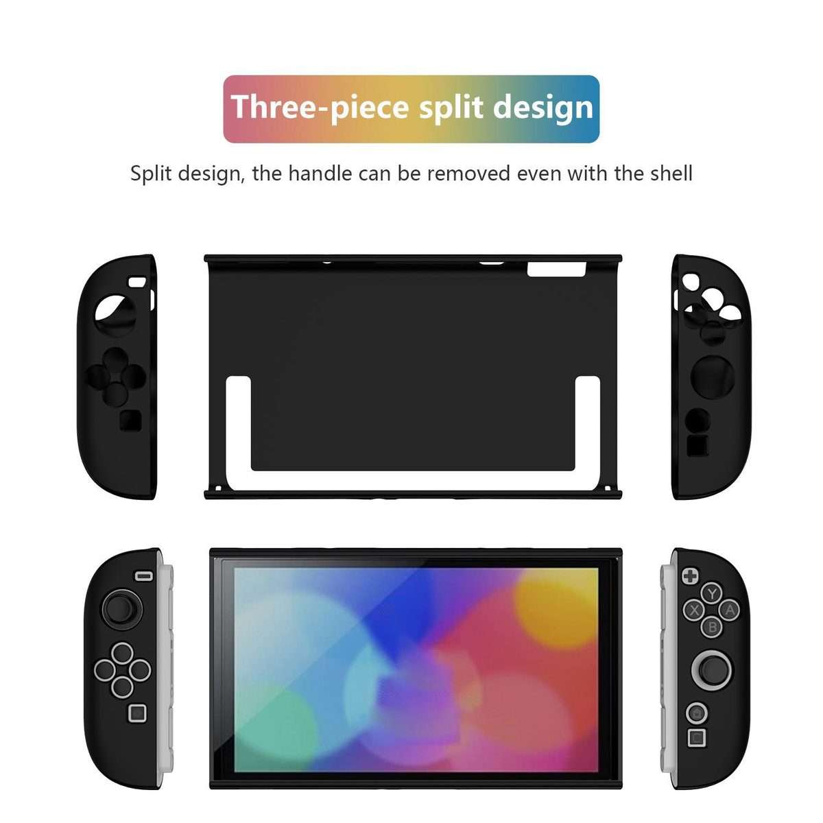 For Nintendo Switch 2 Detachable X-pattern Protective Case with Holder(Black)