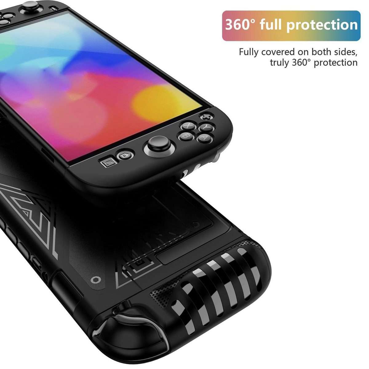 For Nintendo Switch 2 Detachable X-pattern Protective Case with Holder(Black)