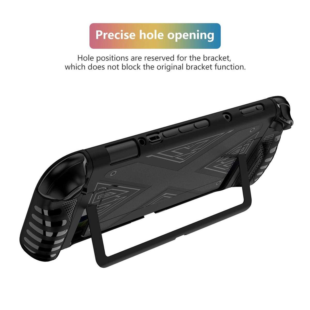 For Nintendo Switch 2 Detachable X-pattern Protective Case with Holder(Black)