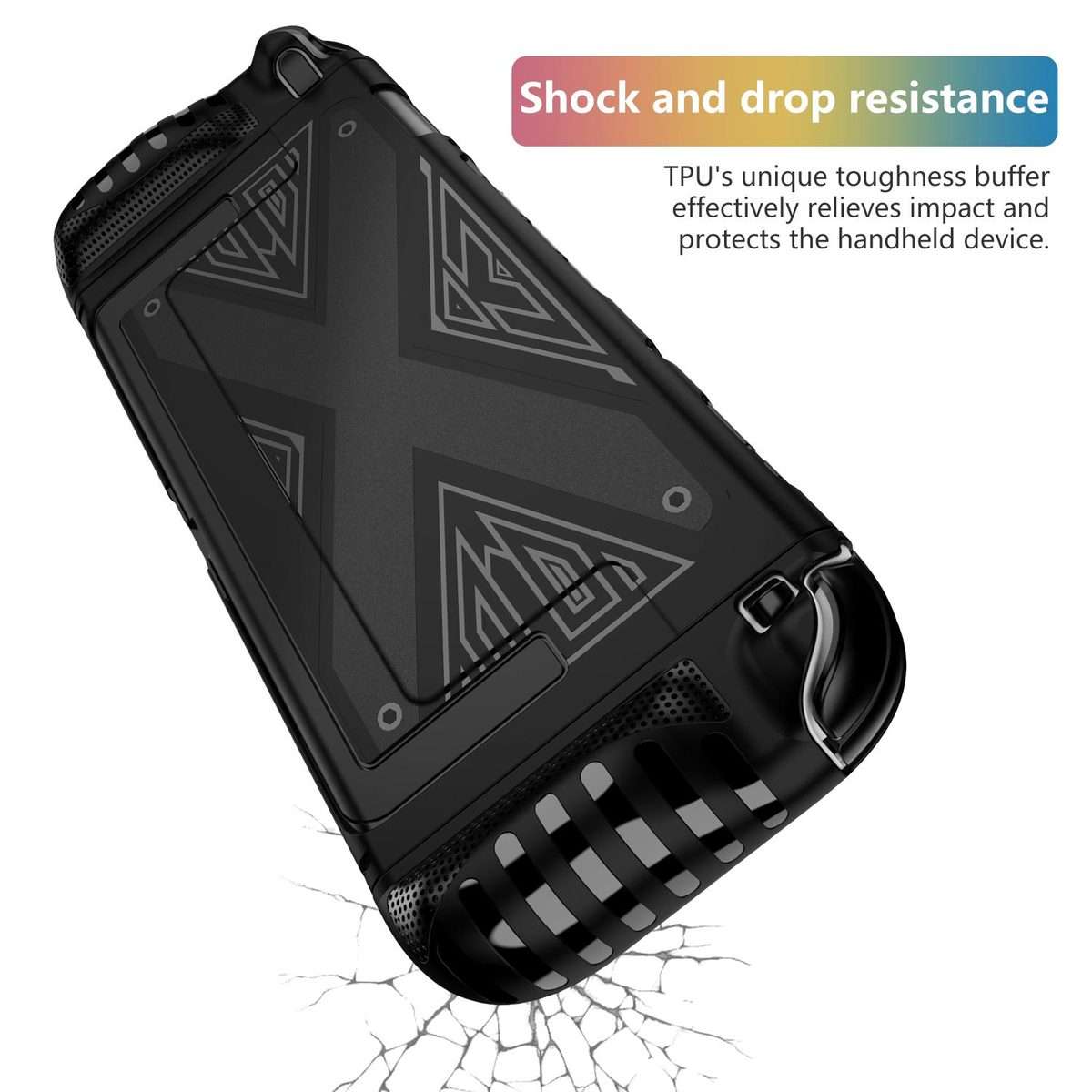 For Nintendo Switch 2 Detachable X-pattern Protective Case with Holder(Black)
