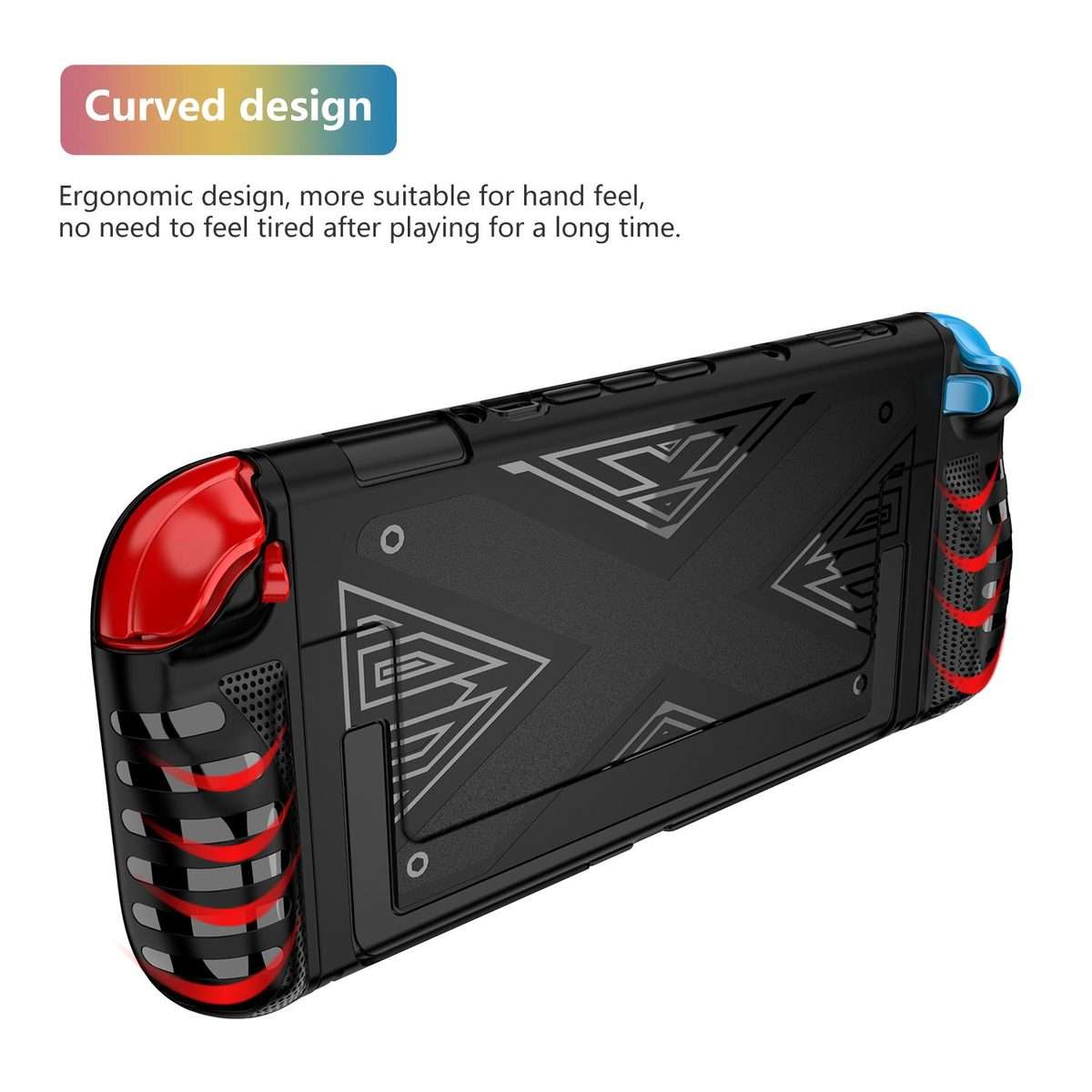 For Nintendo Switch 2 Detachable X-pattern Protective Case with Holder(Black)