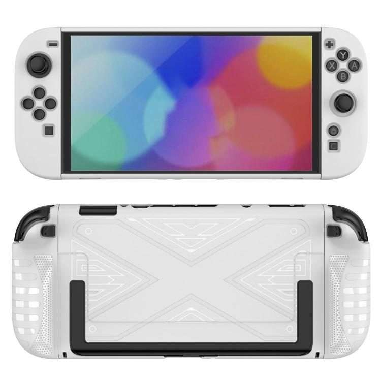 For Nintendo Switch 2 Detachable X-pattern Protective Case with Holder(White)