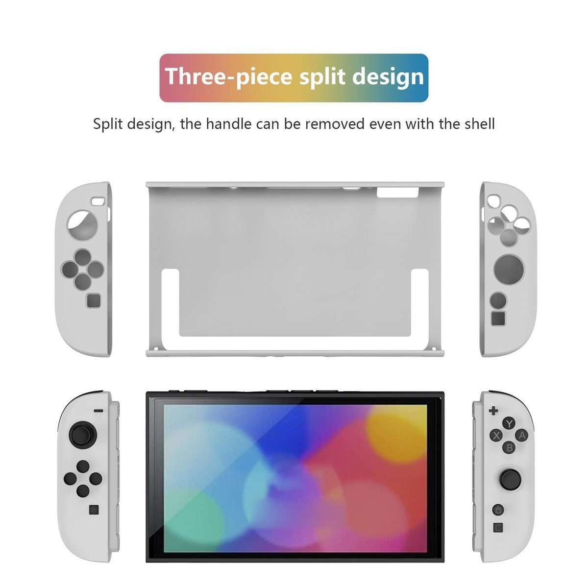For Nintendo Switch 2 Detachable X-pattern Protective Case with Holder(White)