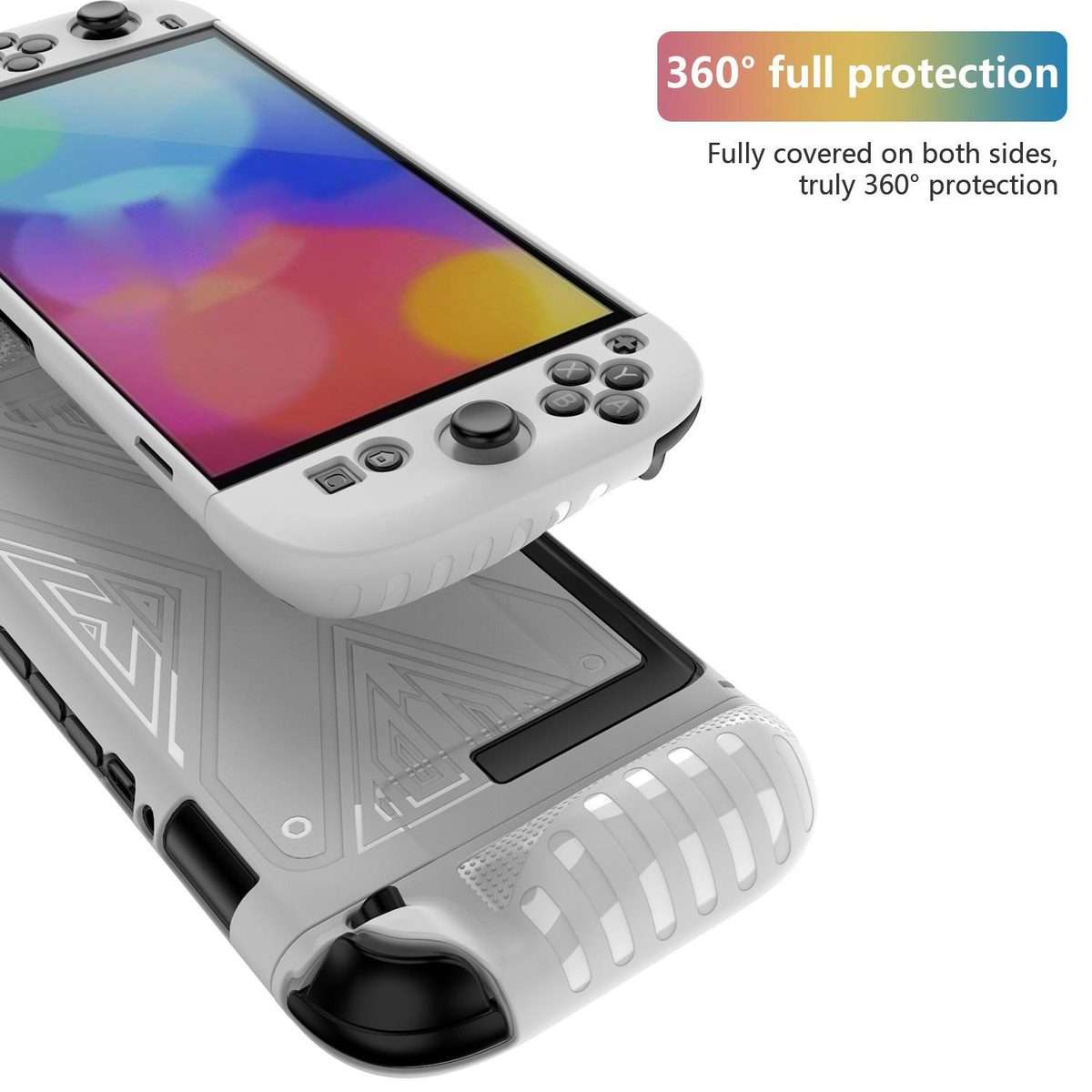 For Nintendo Switch 2 Detachable X-pattern Protective Case with Holder(White)